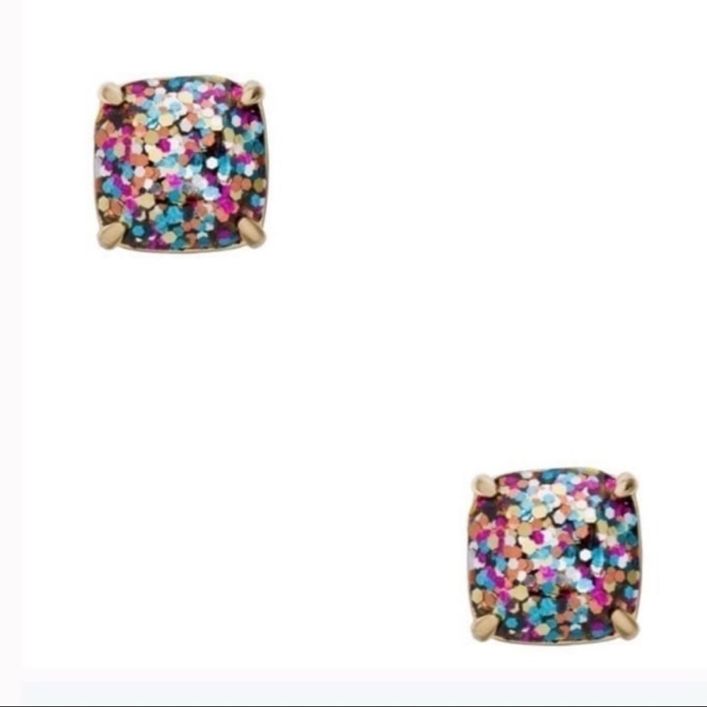 $38 Kate Spade Glitter Mini Small Square Ероху Stud Earrings